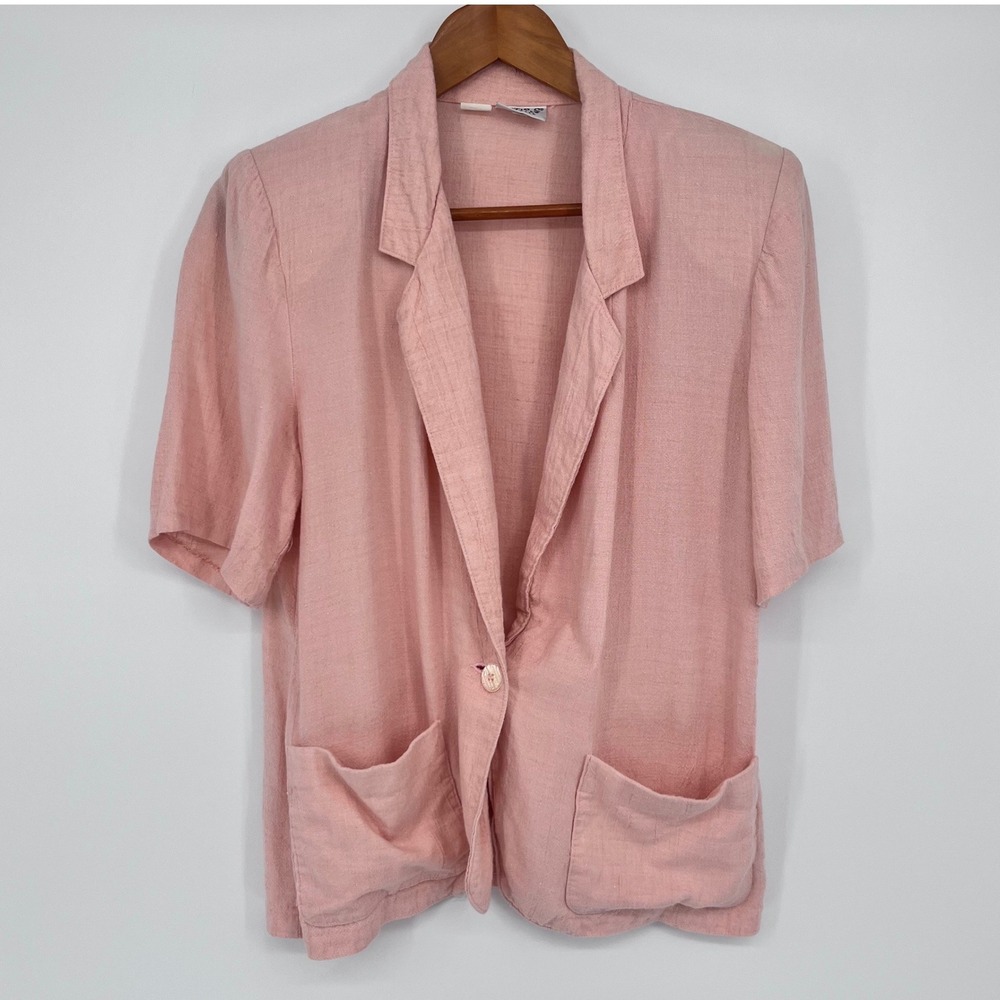 Vintage Russ Petites Blazer Skirt Set Womens‎ Pink Lace Trim Cottagecore Chic